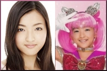 Takabatake Kasumi as Chibimoon and out of costume